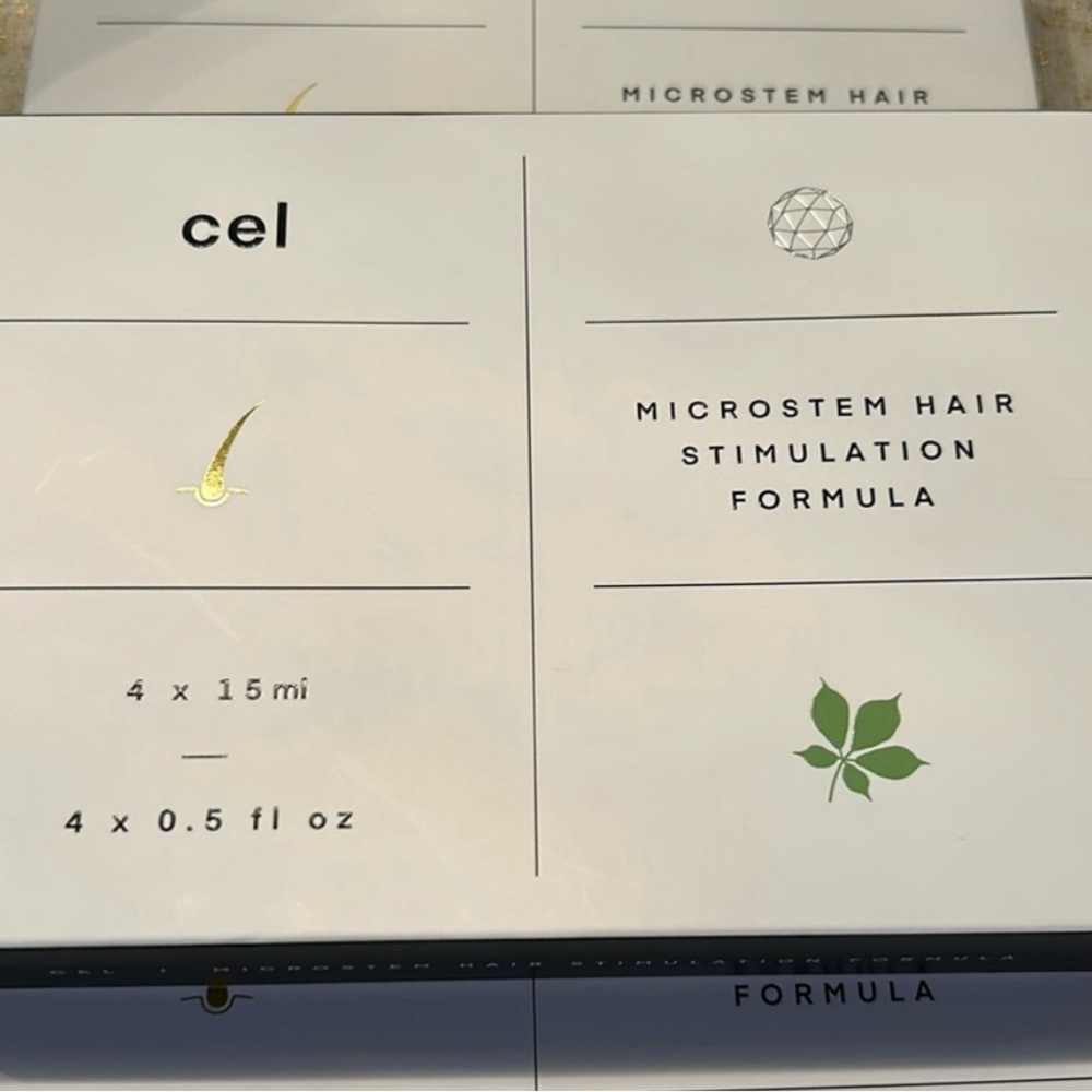 Cel microstem hair stimulation formula one box of 4 - 0.5 fl oz. Tubes. Expired